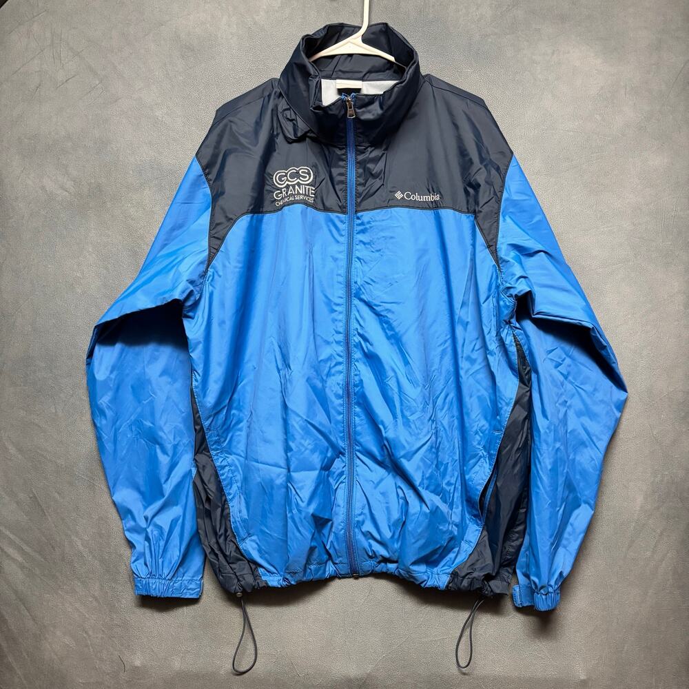 Columbia Men's XL Blue Black Windbreaker Jacket Hooded GCS Granite